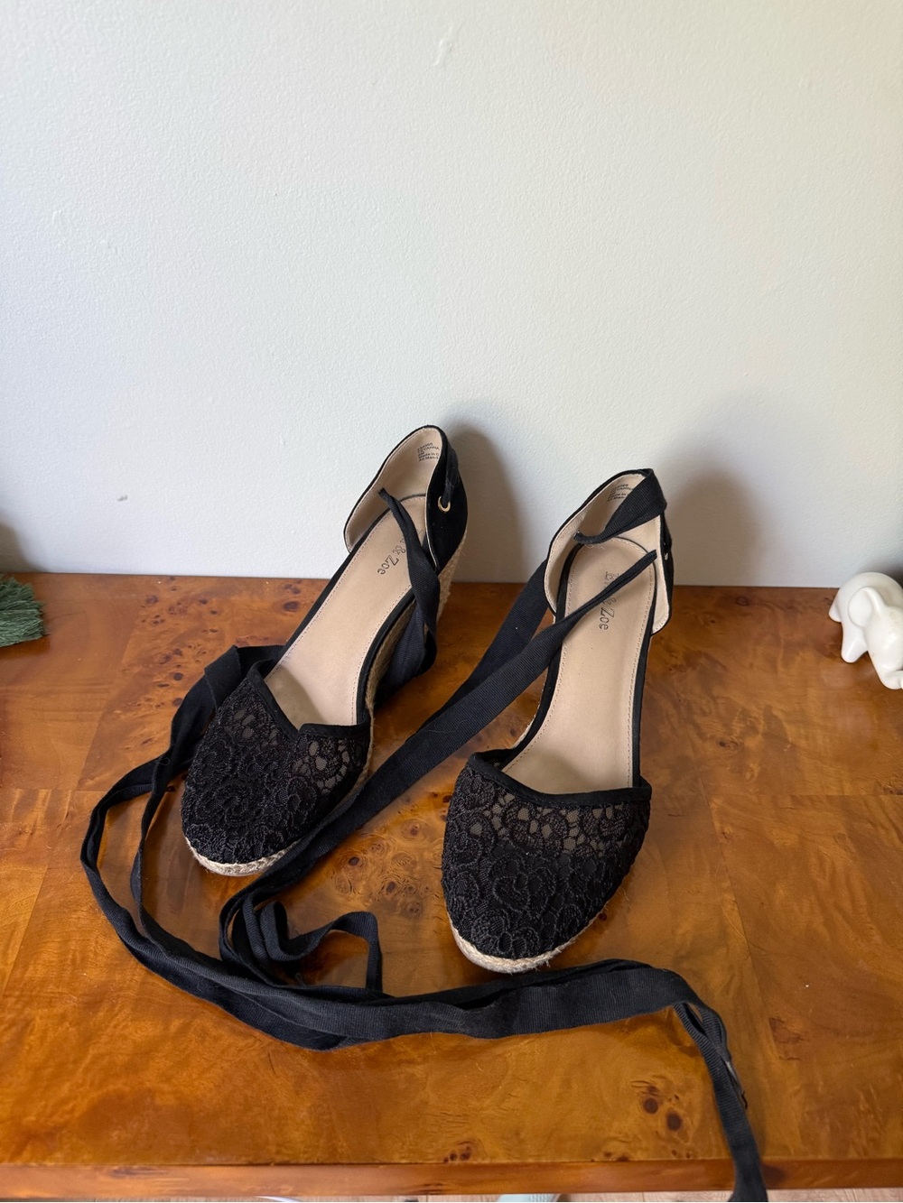 Black lace espadrilles size 9
